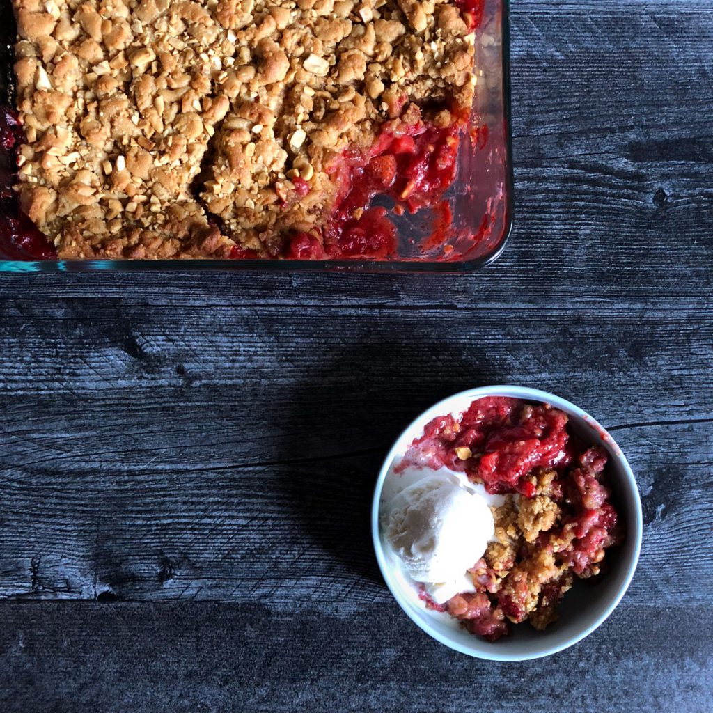 Peanut Butter & Strawberry Jam Cobbler with Ice Cream